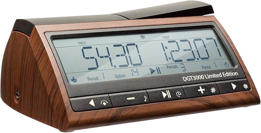 DGT 3000 Limited Edition digital chess clock with wooden casing and LCD display
